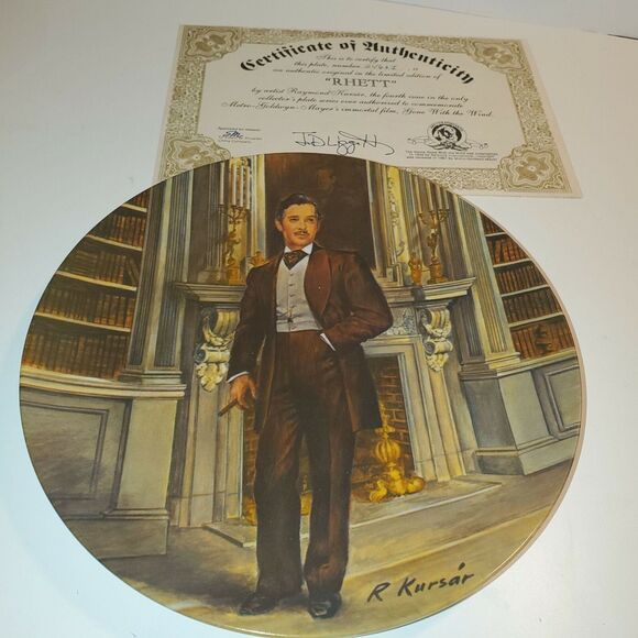 Rhett Plate Gone with the Wind Limited Edition Raymond Kursir with Certificate - Picture 2 of 3